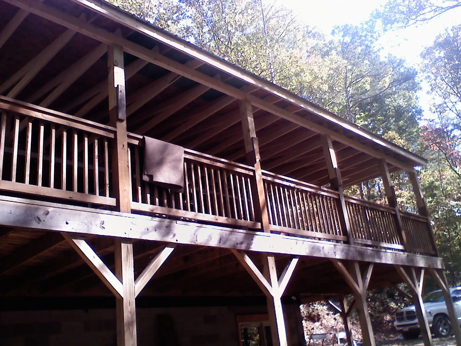 Timber framing under a new elevated porch and deck — Roof Leak Repair in Harrellsville by Roofing Brothers